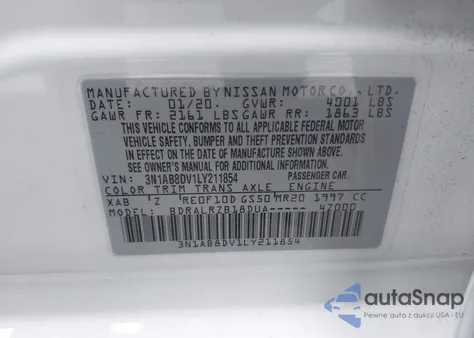 2020 Nissan Sentra Sr Xtronic Cvt from USA, damaged, VIN 3N1AB8DV1LY211854